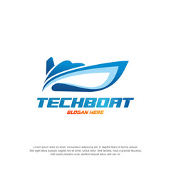 techboat logo modern concept premium vector