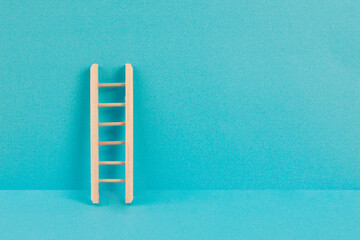 Ladder of success, opportunity strategy, blue background, copy space for text, step by step...