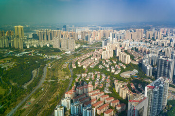Fototapeta premium View of urban high-rise buildings in Nanning, Guangxi, China from above