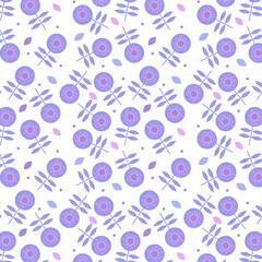 pattern with geometric flowers and leaves	