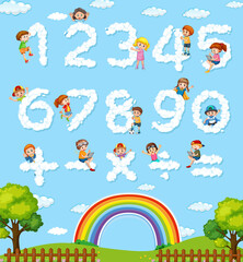 Naklejka premium Number 0 to 9 with math symbols