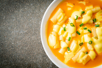 tteokbokki with cheese or Korean rice cake with cheese