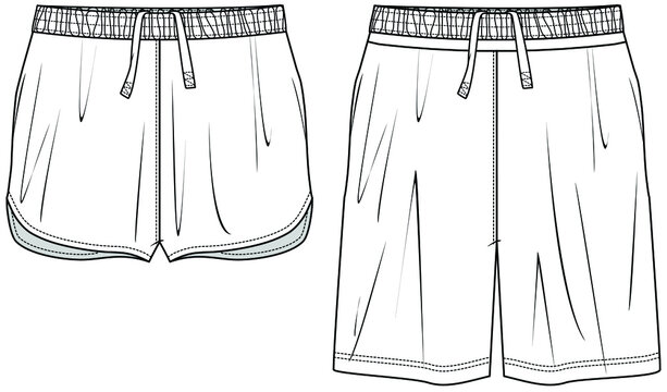 Women Elastic Waist Shorts Pants Vector Illustration.