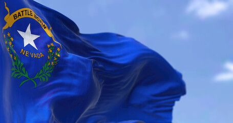 The US state flag of Nevada waving in the wind.