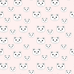 Seamless pattern for cover design, fabric, children's background, for girls, cute bears on a pink background, vector illustration