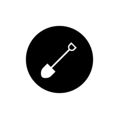 Shovel icon in black round