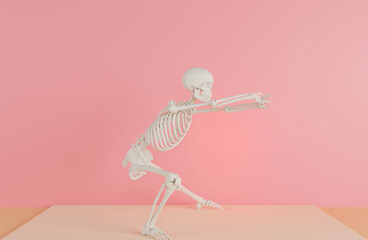 Skeletons in yoga poses for mental conditioning