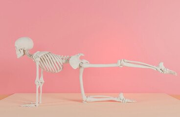 Skeletons in yoga poses for mental conditioning