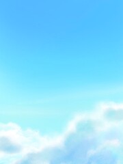 青空と雲の水彩背景素材