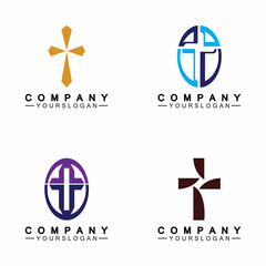 Church logo.Illustration of modern, clean church cross sign for a modern church sign.Icon of christian cross. Sign of catholic, religious and orthodox faith.