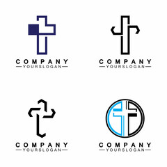 Church logo.Illustration of modern, clean church cross sign for a modern church sign.Icon of christian cross. Sign of catholic, religious and orthodox faith.