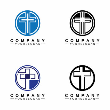 Church logo.Illustration of modern, clean church cross sign for a modern church sign.Icon of christian cross. Sign of catholic, religious and orthodox faith.