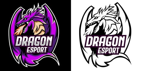 dragon esport logo mascot design