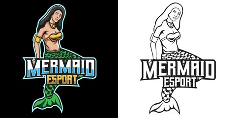 mermaid esport logo mascot design
