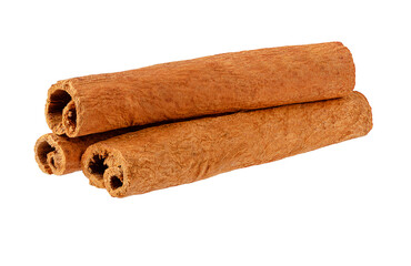 Cinnamon sticks isolated on white background with clipping path.
