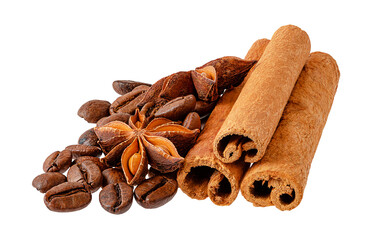 Heap of coffee spices isolated with clipping path on white background.