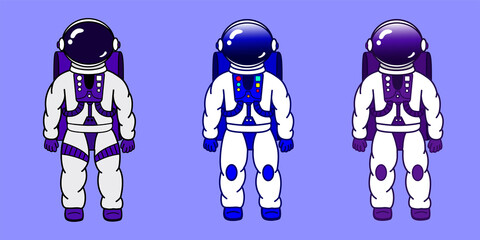 Astronaut in futuristic spacesuit isolated in cartoon style