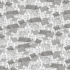 abstract house drawn with line top roof pattern background
