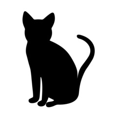 Cat silhouette sitting isolated vector illustration. Shadow pet. Abstract simple image cat. Stylized animal