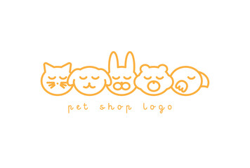 Flat logo pet animal shop veterinary clinic store