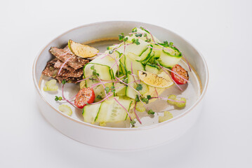 Vegetarian dish with vegetables, greens, salad, healthy food