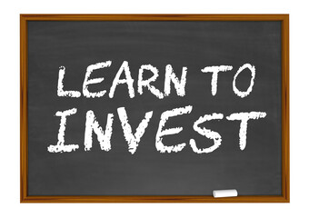 Learn to Invest Chalkboard Stock Market Investment Advice Class Course 3d Illustration