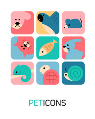 Pets animal icons logo shop store veterinary clinic company
