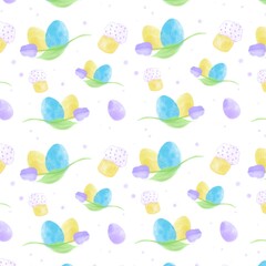 Pattern watercolor happy easter set. 