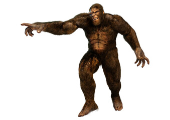 3D Rendering Sasquatch on White