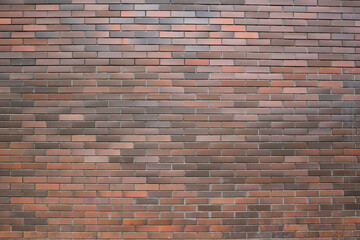 Red brick wall background , wide angle view
