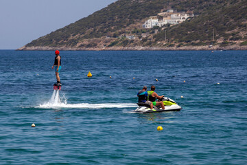  extreme water sports (flyboard) in Porto Rafti area, Attica, Greece
