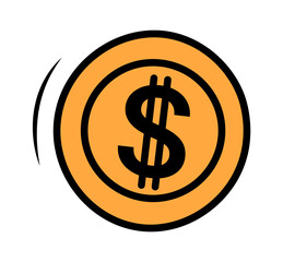 Dollar coin icon. Vector illustration