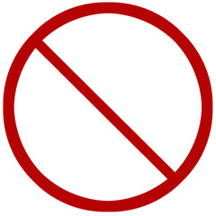 Vector stop sign icon. Red Forbidden . No sign, red warning Prohibition Icon Circle with a slash. Ban symbol. Cancel, delete, embargo, exit, interdict. Negative, Don't Go. Without space to write.