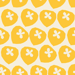 Abstract botanical seamless pattern. Simple flower shape