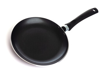 kitchen pan with black non-stick coating on a white background