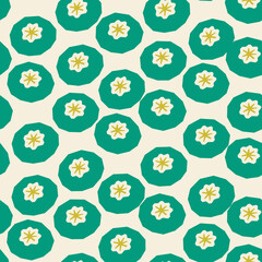 Abstract botanical seamless pattern. Simple flower shape