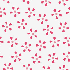 Abstract botanical seamless pattern. Simple flower shape