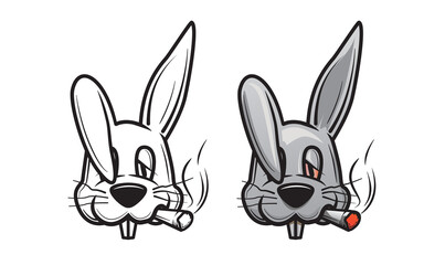 smoking rabbit head vector illustration
