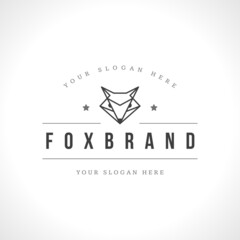 Vintage fox face line art logotype emblem symbol. Can be used for labels, badges, stickers, logos vector illustration.