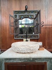 vintage table and mirror