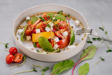Vegetarian dish with vegetables, greens, salad, healthy food