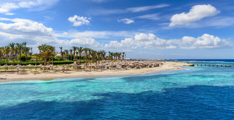 Landscape with beach in Port Ghalib, Marsa Alam, Egypt - 497733323