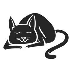Hand drawn icon sleeping cat.