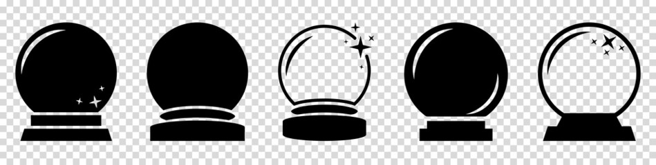 Set of magic ball icons. Vector illustration isolated on transparent background - obrazy, fototapety, plakaty
