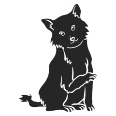 Hand drawn icon domestic cat. Animal color illustration.