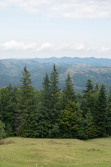 Magnetic view on Carpathian Mountains from the top of the hill