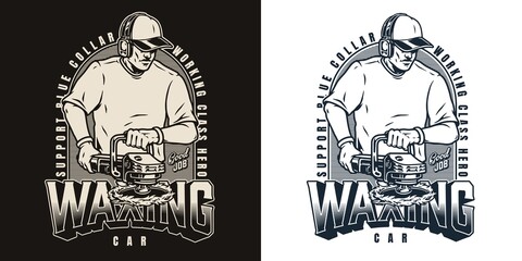 Detailing service monochrome vintage label