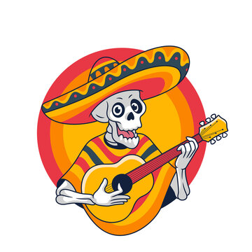 Cartoon Mascot of Mexican Skull