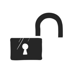 Hand drawn icon Padlock unlocked