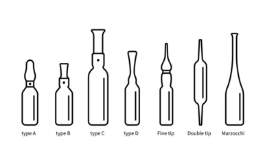 A set of ampoule icons. Vector illustration